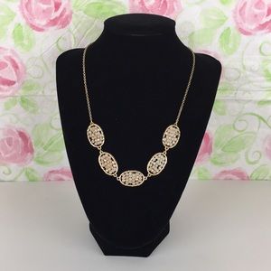 Pretty Gold Tone Peachy Beaded Necklace
